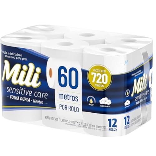Mili Papel Higiênico Folha Dupla 12Rolos 60 Metros